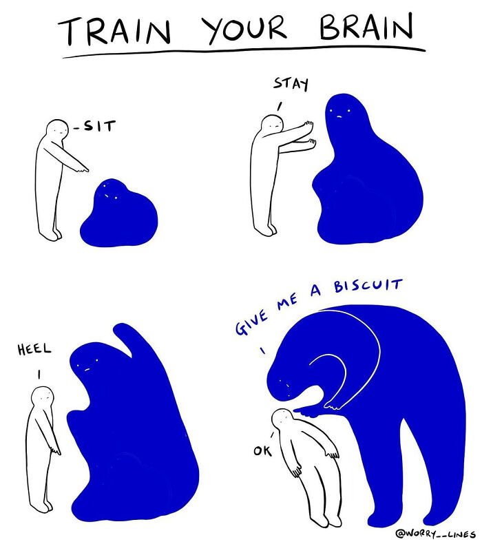 26 Minimalistic Illustrations That Tackle Mental Health By “Worry Lines”