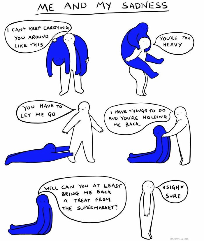 26 Minimalistic Illustrations That Tackle Mental Health By “Worry Lines”