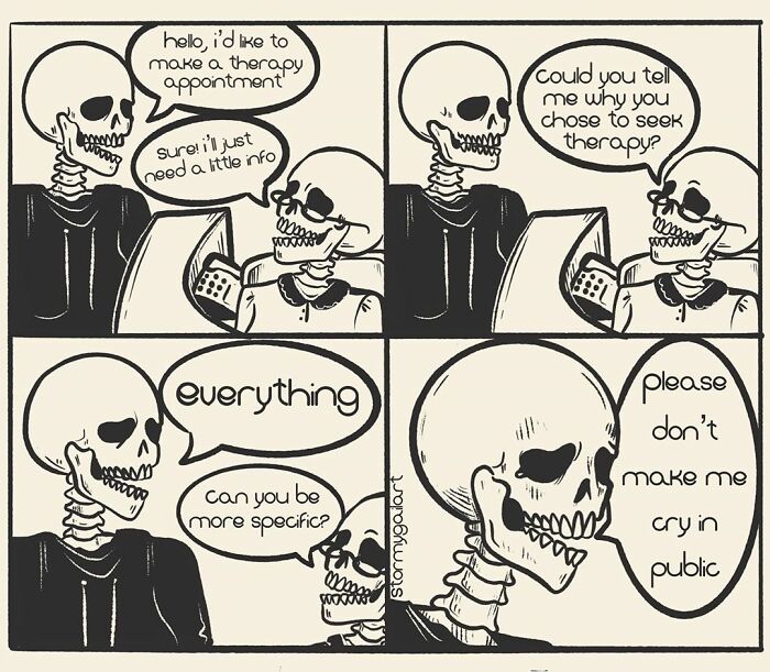 35 Honest Skeleton Comics About Loss, Mental Health, And Therapy By ‘Stormy Gail’