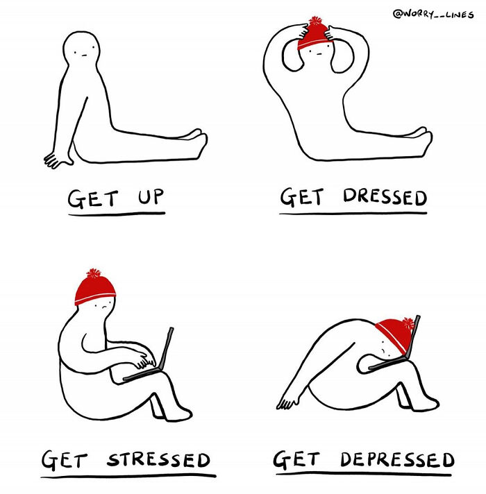 26 Minimalistic Illustrations That Tackle Mental Health By “Worry Lines”