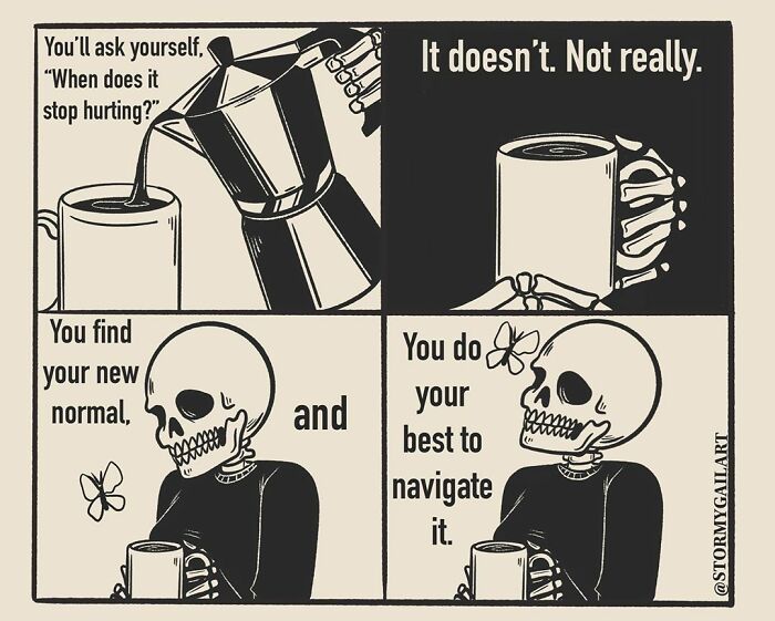 35 Honest Skeleton Comics About Loss, Mental Health, And Therapy By ‘Stormy Gail’