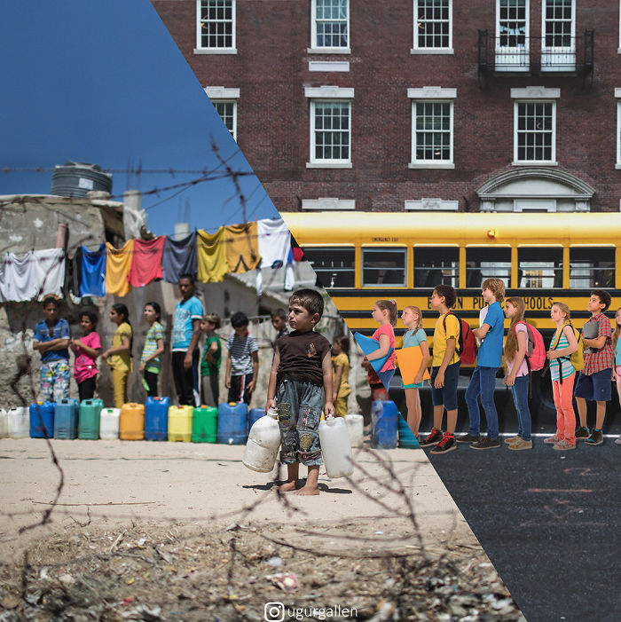 I Show The Contrast Between The Two Worlds That Our Children Currently Live In By Combining Photos (26 Pics)