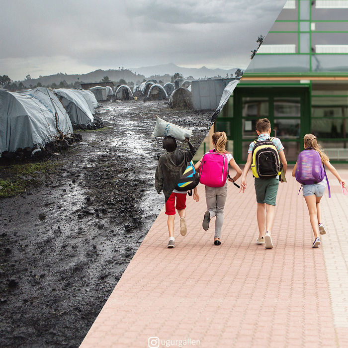 I Show The Contrast Between The Two Worlds That Our Children Currently Live In By Combining Photos (26 Pics)