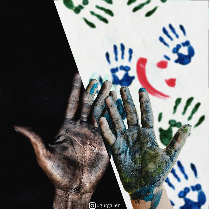 I Show The Contrast Between The Two Worlds That Our Children Currently Live In By Combining Photos (26 Pics)